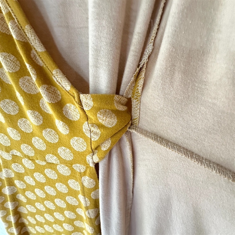 EFFIE’S HEART | NWOT POLKA DOT WRAP DRESS COTTON STRETCH SLEEVELESS YELLOW | XS - Picture 6 of 10